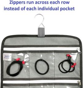 img 1 attached to 👜 ANIZER Hanging Jewelry Organizer - 10 Zippered Clear Pockets - Travel & Closet Storage Bag (Grey)