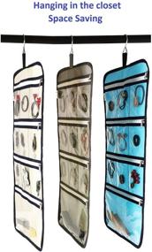 img 3 attached to 👜 ANIZER Hanging Jewelry Organizer - 10 Zippered Clear Pockets - Travel & Closet Storage Bag (Grey)