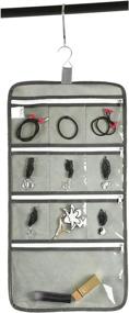 img 2 attached to 👜 ANIZER Hanging Jewelry Organizer - 10 Zippered Clear Pockets - Travel & Closet Storage Bag (Grey)