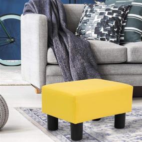 img 3 attached to KKTONER Yellow PU Leather Ottoman Stool: Modern Rectangle Seat Chair Footstool - Achieve Better SEO