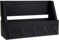 🔑 ilyapa wall-mounted key and mail holder: rustic black wood organizer with antique brass hooks – perfectly decorative solution логотип