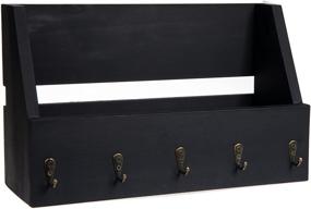 img 4 attached to 🔑 Ilyapa Wall-Mounted Key and Mail Holder: Rustic Black Wood Organizer with Antique Brass Hooks – Perfectly Decorative Solution