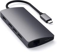 🔌 satechi aluminum multi-port adapter v2 for 2020 macbook air/pro - 4k hdmi, gigabit ethernet, usb-c charging, sd/micro card readers, usb 3.0 - space gray logo
