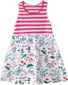 img 3 attached to HILEELANG Toddler Little Girl Summer Dress - Sleeveless Cotton Flower Shirt Playwear Jumper Skirt Sundress