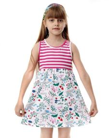 img 4 attached to HILEELANG Toddler Little Girl Summer Dress - Sleeveless Cotton Flower Shirt Playwear Jumper Skirt Sundress