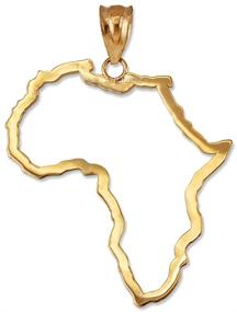 img 1 attached to 🌍 Exquisite 10K Yellow Gold Africa Open Design Pendant Necklace: A Timeless Piece of Elegance