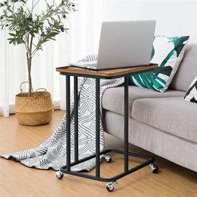 img 1 attached to 🍽️ HOOBRO Side Table – Mobile Snack Table for Small Spaces, Rustic Industrial Accent Table