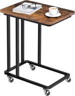 🍽️ hoobro side table – mobile snack table for small spaces, rustic industrial accent table logo