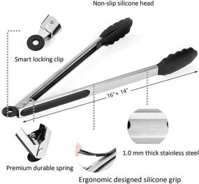 img 2 attached to 🔥 Silicone Grill Tongs Set by Kona - BBQ & Grilling Tongs - Safe for Grill Mat - 16 and 14 Inch Lengths