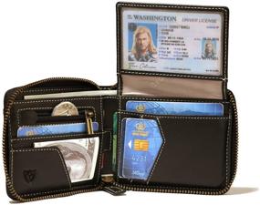 img 1 attached to 💼 Men's Leather Zipper Wallet: Practical and Stylish Wallet for Cards, Money, and Accessories