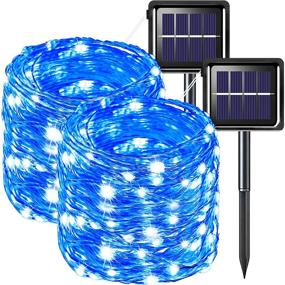 img 4 attached to Solar Christmas Fairy Lights Outdoor - 200 LED 66ft 8 Modes Blue Twinkle String Light