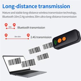 img 3 attached to Symcode 1D Bluetooth Mini Laser Barcode Scanner - USB Portable Handheld Barcode Reader for POS with iOS, Android, iPad, and iMac Compatibility