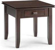 🏺 simplihome artisan wood end table: 21" square contemporary storage table in tobacco brown – perfect for living room and bedroom логотип