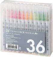 kuretake zig clean color real brush 36 colors set - ap-certified, flexible brush tip, professional quality - odorless & xylene free - easy to create narrow and wide lines - made in japan logo