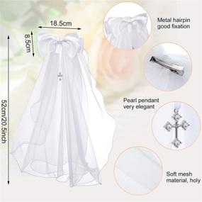 img 3 attached to 👰 Girls Communion Set with Bow, Dangle Charm and Veil on Hair Comb - Includes Communion Face Covering, Faux Pearl Bracelet - Ideal for Kids, Parties, Weddings, Formal Pageants