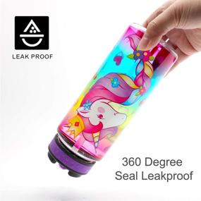 img 1 attached to HomTune Unicorn Water Bottle - 23oz BPA-Free Tritan, Leak Proof, Easy to Clean with Carry Handle and Straw for School Girls
