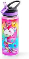 homtune unicorn water bottle - 23oz bpa-free tritan, leak proof, easy to clean with carry handle and straw for school girls logo