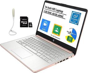 img 4 attached to 👩 HP 14-inch HD Laptop with 4GB RAM - 64GB eMMC, Intel Celeron N4020, HDMI, SD Card Reader, Windows 10 S, Rose Gold, Bundle with TSBEAU 16GB Micro SD Card & LED Light