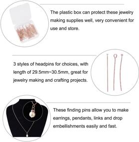 img 3 attached to 🌹 Fashewelry 300-Piece Rose Gold Eye Pins Variety Pack - 29.5-30.5mm Length, 3 Styles, 22-Gauge Headpins Findings for Jewelry Making