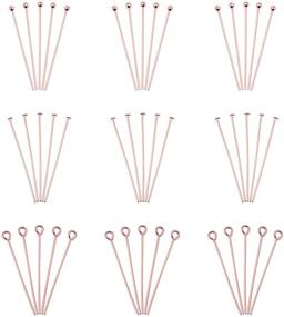 img 4 attached to 🌹 Fashewelry 300-Piece Rose Gold Eye Pins Variety Pack - 29.5-30.5mm Length, 3 Styles, 22-Gauge Headpins Findings for Jewelry Making