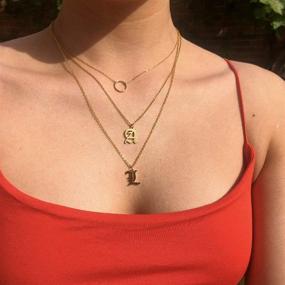 img 2 attached to 🎁 VLINRAS Handmade Dainty Old English Initial Necklace for Women - Personalized Name Necklace Gift, Perfect Birthday Present (18k Gold/Silver)