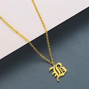 img 3 attached to 🎁 VLINRAS Handmade Dainty Old English Initial Necklace for Women - Personalized Name Necklace Gift, Perfect Birthday Present (18k Gold/Silver)