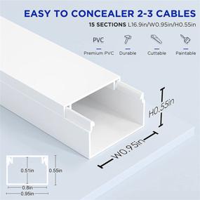 img 3 attached to 🔌 Delamu 254in Cord Hider Cover, PVC Cable Concealer Raceway, TV Wall Wire Cover Hider - 15x L16.9in W0.95in H0.55in