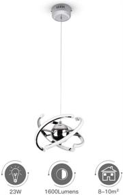 img 3 attached to 💡 ELINKUME 23W LED Pendant Light, Contemporary Chandelier Ceiling Light Fixture, Adjustable Tube & Cord, Natural Light 4000K, AC 85-265V