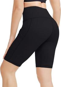 img 3 attached to MAVOUR COUTURE Dual Pockets 3/8 Inch Yoga Biker Shorts for Women: High Waist, Super Stretch Running and Workout Shorts with Dual Pockets