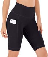 mavour couture dual pockets 3/8 inch yoga biker shorts for women: high waist, super stretch running and workout shorts with dual pockets logo