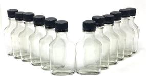 img 2 attached to 🍾 12-Pack of 100ml Glass Flask Liquor Bottles with Black Caps for Spirits and More