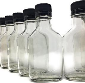 img 3 attached to 🍾 12-Pack of 100ml Glass Flask Liquor Bottles with Black Caps for Spirits and More