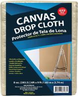 6x9 canvas drop cloths for furniture & floor protection - premium all-purpose duck canvas with sturdy double-stitched edges логотип