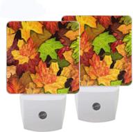 🍁 set of 2 pfrewn autumn colorful maple leaf night lights for kids, adults, boys, girls, babies - retro fall sunflower led nightlights with auto motion sensor for reading, bathroom, bedroom - nursery decorative логотип