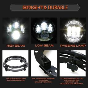 img 3 attached to 💡 DOT Approved 7" LED Headlight and 4.5" Fog Passing Lights Set with Mounting Ring - Compatible with Harley Davidson Touring Road King Ultra Classic Electra Street Glide Tri Cvo Heritage Softail Slim Deluxe Fatboy