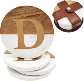 img 4 attached to Coasters Leather Initials Monogram Collecting