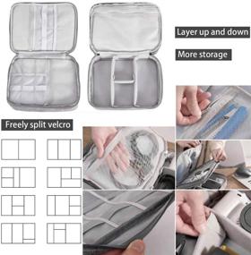 img 1 attached to 👜 Double Layer Travel Electronics Organizer: Waterproof Cord Storage Bag for Cables, iPad (Up to 9.7''), Flash Drive, Charger, Phone (Grey)