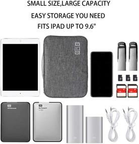 img 3 attached to 👜 Двухслойный органайзер для электроники на поездку: Водонепроницаемая сумка для хранения кабелей, iPad (до 9,7 дюймов), флеш-накопителей, зарядки, телефона (серый)