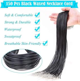 img 3 attached to 📿 Paxcoo 150Pcs Waxed Cotton Cord Set - Black Necklace String Bulk for Charms and Pendants, Includes Jewelry Clasps for Bracelets, Necklaces, Jewelry Making, and Beading Supplies