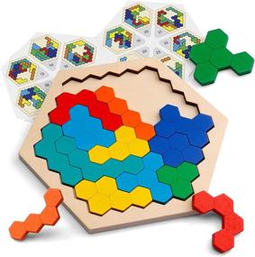 img 4 attached to 🧩 Brain-Teasing Coogam Wooden Hexagon Puzzle for Discerning Adults