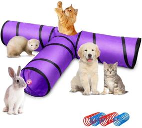 img 4 attached to 🐾 INPODAK 3 Way Cat Tunnel: Interactive Indoor Tube Toy with Peek Hole - Perfect Hideaway for Kittens, Ferrets, Puppies, Rabbits, and Small Pets