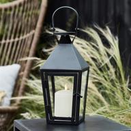 🕯️ enhance your ambiance with lights4fun’s regular black metal battery operated led flameless candle lantern – perfect for indoor & outdoor use! логотип