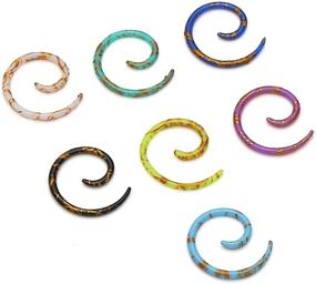 img 2 attached to 🌈 PiercingJ 14pcs Set: UV Acrylic Spiral Snail Tapers & Plugs in Assorted 7 Colors - Sizes 14G-3/4. All-in-One Ear Stretching Kit & Gauges Plugs.