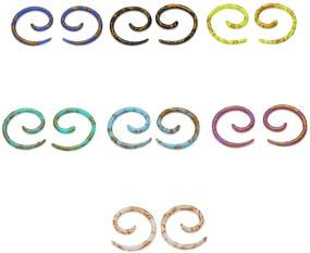 img 3 attached to 🌈 PiercingJ 14pcs Set: UV Acrylic Spiral Snail Tapers & Plugs in Assorted 7 Colors - Sizes 14G-3/4. All-in-One Ear Stretching Kit & Gauges Plugs.