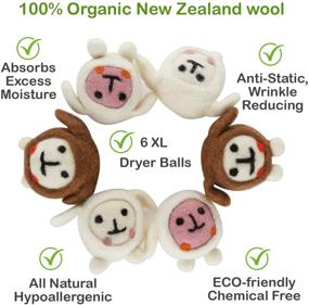 img 3 attached to 🐑 EconoHome Wool Dryer Balls Gift Set: 100% Organic NZ Wool, XL Size, Hypoallergenic Fabric Softener with 2 Essential Oils - Anti Static Laundry Balls - All Natural, 3-Color Sheep Design