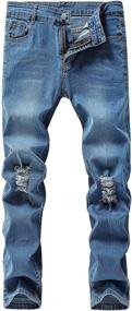 img 4 attached to 👖 Fashionably Rugged: Woskrge Stretch Distressed Destroyed Boys' Clothing & Jeans
