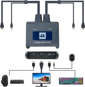 img 2 attached to 🔀 Ketaky HDMI KVM Switch: 2 Port USB Switch, Share One Monitor, Keyboard, Mouse & USB Devices for 2 Computers - 4k×2K@30hz Support