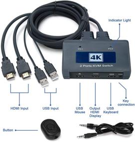 img 3 attached to 🔀 Ketaky HDMI KVM Switch: 2 Port USB Switch, Share One Monitor, Keyboard, Mouse & USB Devices for 2 Computers - 4k×2K@30hz Support