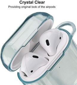 img 2 attached to Чехол AIRSPO из прозрачного зеленого материала TPU для AirPods с карабином для беспроводной зарядки - совместим с Apple AirPods 1/2.