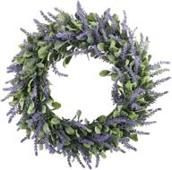 18-дюймовый венок из эвкалипта с лавандой и зелеными листьями - идеальный 🌿 для рождественской террасы, стен дома, пола, сада, офиса и свадебного декора - фиолетовый логотип